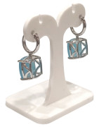 Boucles Calcédoine Carrée Facettée Argent 925