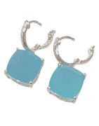 Boucles Calcédoine Carrée Facettée Argent 925
