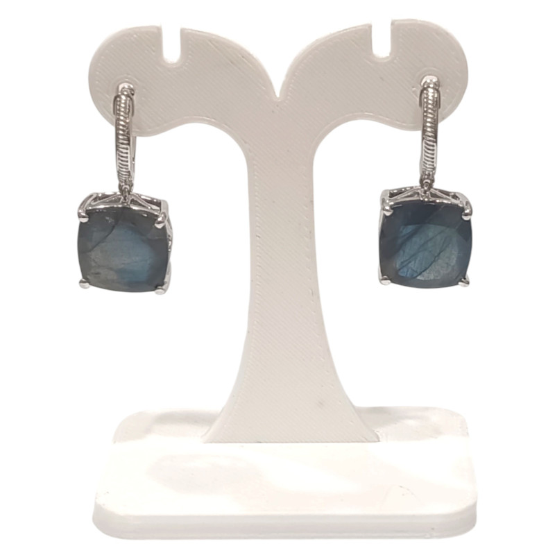 Boucles Labradorite Carrée Facettée Argent 925