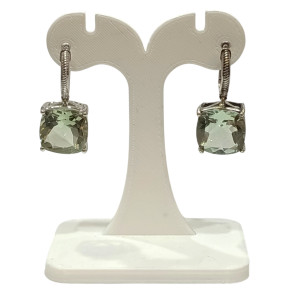 Boucles Quartz Vert Carré Facetté Argent 925