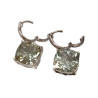 Boucles Quartz Vert Carré Facetté Argent 925
