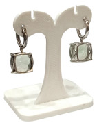 Boucles Quartz Vert Carré Facetté Argent 925