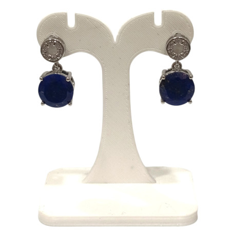 Boucles Lapis-lazuli et Topaze Blanche Ronde Facettée Argent 925
