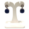 Boucles Lapis-lazuli et Topaze Blanche Ronde Facettée Argent 925