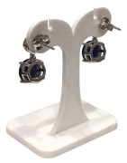 Boucles Lapis-lazuli et Topaze Blanche Ronde Facettée Argent 925