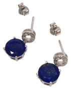 Boucles Lapis-lazuli et Topaze Blanche Ronde Facettée Argent 925