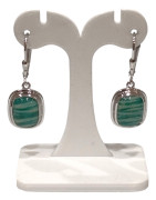 Boucles Amazonite Zèbre Rectangulaire Argent 925