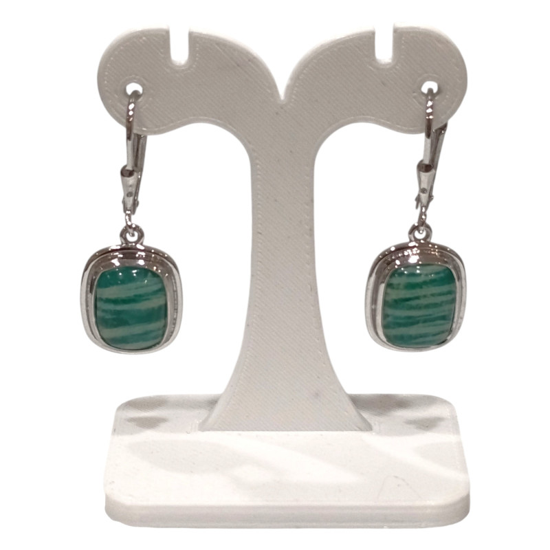 Boucles Amazonite Zèbre Rectangulaire Argent 925
