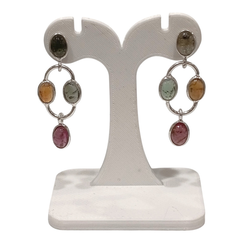 Boucles Tourmaline Multi couleurs Argent 925