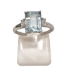Bague Aigue Marine et Topaze Blanche Rectangulaire Facettée Argent 925 Taille 51