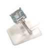 Bague Aigue Marine et Topaze Blanche Rectangulaire Facettée Argent 925 Taille 51