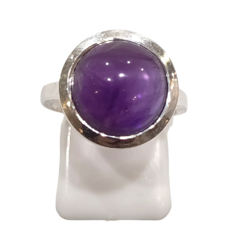 Bague Améthyste Ronde Argent 925 Taille 52