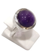 Bague Améthyste Ronde Argent 925 Taille 52