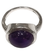 Bague Améthyste Ronde Argent 925 Taille 52