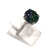 Bague Azurite Ovale et Topaze Blanche Ronde Facettée Argent 925 Taille 57