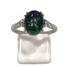 Bague Azurite Ovale et Topaze Blanche Ronde Facettée Argent 925 Taille 57