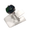Bague Azurite Ovale et Topaze Blanche Ronde Facettée Argent 925 Taille 57