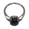Bague Azurite Ovale et Topaze Blanche Ronde Facettée Argent 925 Taille 57