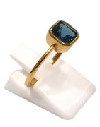 Bague Topaze Bleue de Londres Carrée Facettée Argent 925 Plaqué Or "Vermeil" Taille 57