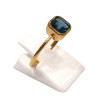 Bague Topaze Bleue de Londres Carrée Facettée Argent 925 Plaqué Or Taille 57