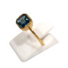 Bague Topaze Bleue de Londres Carrée Facettée Argent 925 Plaqué Or Taille 57