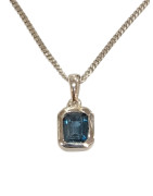 Pendentif Topaze Bleue de Londres Carrée Facettée avec Chaîne 45cm Argent 925