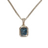 Pendentif Topaze Bleue de Londres Carrée Facettée avec Chaîne 45cm Argent 925