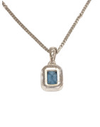 Pendentif Topaze Bleue de Londres Carrée Facettée avec Chaîne 45cm Argent 925