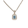 Pendentif Topaze Bleue de Londres Carrée Facettée avec Chaîne 45cm Argent 925