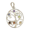Pendentif Améthyste Iolite Topaze Péridot Citrine Agate De Feu Grenat (7 Chakras) Arbre de Vie Argent 925
