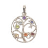 Pendentif 7 Chakras Multi Pierres Arbre de Vie Argent 925