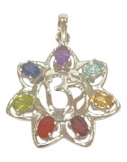 Pendentif Améthyste Iolite Topaze Péridot Citrine Agate De Feu Grenat (7 Chakras) Etoile Aum/Om Argent 925