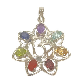 Pendentif 7 Chakras Multi Pierres Etoile Aum/Om Argent 925
