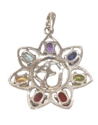 Pendentif 7 Chakras Multi Pierres Etoile Aum/Om Argent 925