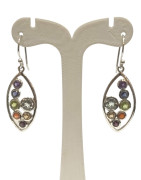 Boucles Améthyste Iolite Topaze Péridot Citrine Agate De Feu Grenat (7 Chakras) Navette Argent 925