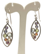 Boucles 7 Chakras Multi Pierres Navette Argent 925