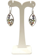 Boucles Améthyste Iolite Topaze Péridot Citrine Agate De Feu Grenat (7 Chakras) Navette Argent 925