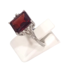 Bague Grenat Rectangulaire et Topaze Blanche Facettés Argent 925 Taille 54+