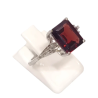 Bague Grenat Rectangulaire et Topaze Blanche Facettés Argent 925 Taille 54+