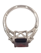 Bague Grenat Rectangulaire et Topaze Blanche Facettés Argent 925 Taille 54+