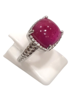 Bague Rubis Carré Argent 925 Ciselé Taille 54+