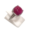 Bague Rubis Carré Argent 925 Ciselé Taille 54+