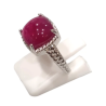 Bague Rubis Carré Argent 925 Ciselé Taille 54+