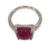 Bague Rubis Carré Argent 925 Ciselé Taille 54+