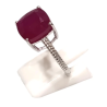 Bague Rubis Carré Facetté Argent 925 Ciselé Taille 55