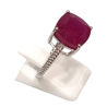 Bague Rubis Carré Facetté Argent 925 Ciselé Taille 55