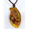 Pendentif Ambre Baltique Brute Polie 5X3.5 cm sur Cordon Réglable