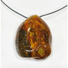 Pendentif Ambre Baltique Brute Polie 5X3.5 cm sur Cordon Réglable