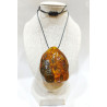 Pendentif Ambre Baltique Brute Polie 5X3.5 cm sur Cordon Réglable