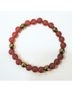 Bracelet Cornaline et Pyrite de Fer Pierres Rondes 6mm Enfant